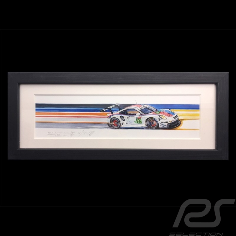 Porsche 991 RSR Brumos 24h le Mans 2019 wood frame aluminum 20 x 52 cm Limited edition Uli Ehret