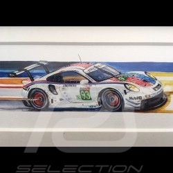 Porsche 991 RSR Brumos 24h le Mans 2019 cadre bois alu 20 x 52 cm Edition limitée Uli Ehret