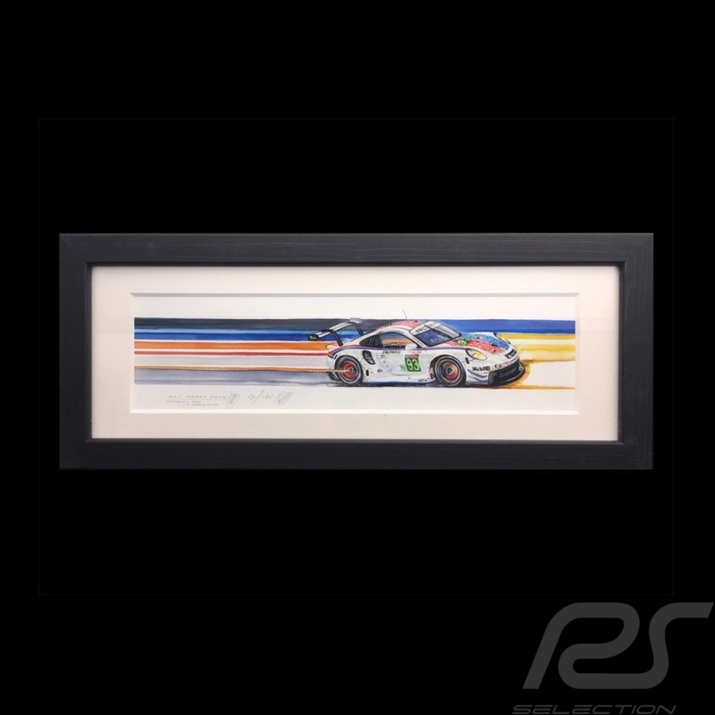 Porsche 991 RSR Brumos 24h le Mans 2019 wood frame aluminum 20 x 52 cm Limited edition Uli Ehret
