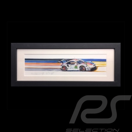 Porsche 991 RSR Brumos 24h le Mans 2019 cadre bois alu 20 x 52 cm Edition limitée Uli Ehret