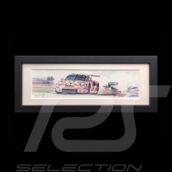 Porsche 991 RSR Pink pig 24h le Mans 2018 wood frame black 15 x 35 cm Limited edition Uli Ehret - 750