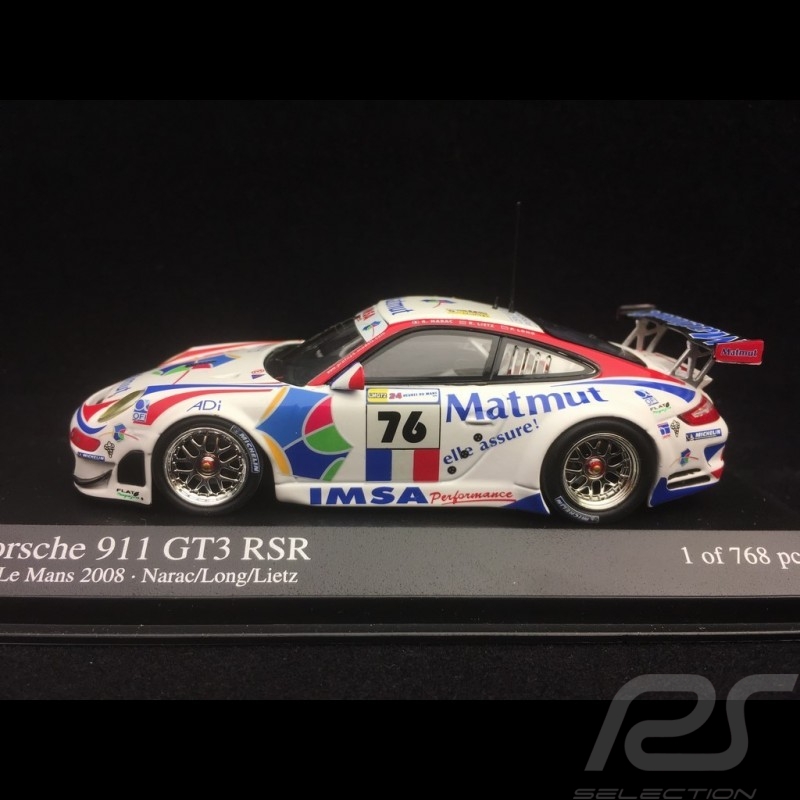 Porsche 911 type 997 GT3 RSR Le Mans 2008 Matmut n° 76 1/43 Minichamps 400087876
