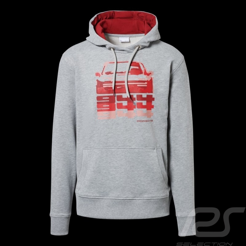 Sweatshirt à capuche Porsche 944 Collection hoodie gris / rouge Porsche Design WAP423K Kapuzenpullover homme men herren