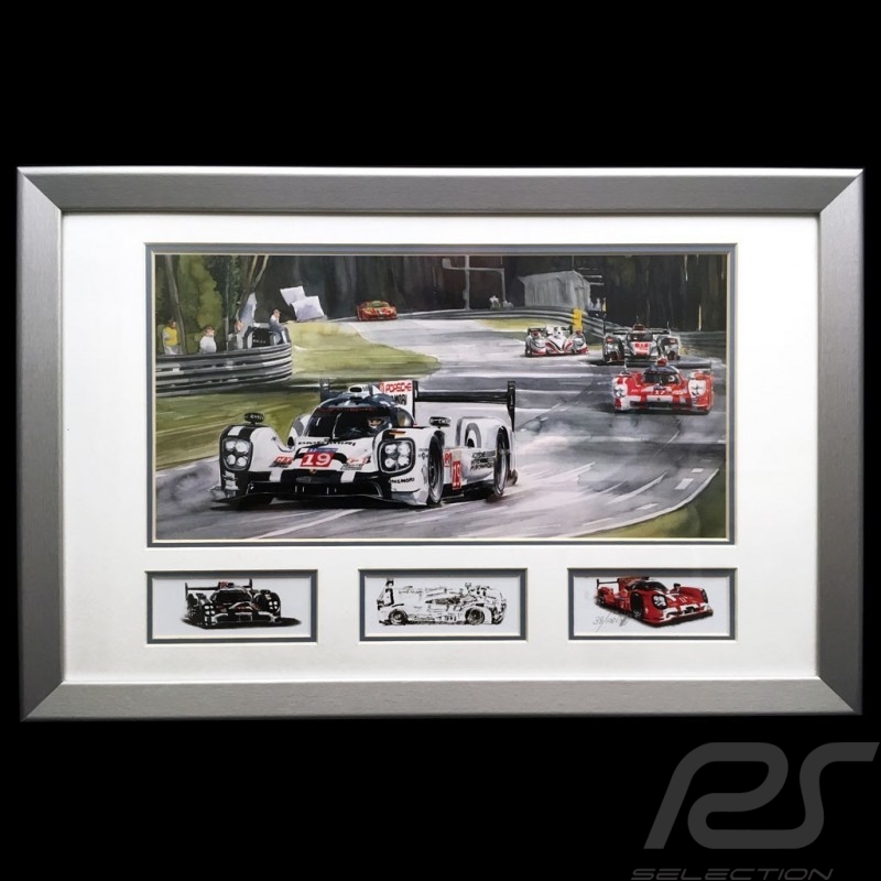 Porsche 919 Hybrid Winner 24h Le Mans 2015 wood frame aluminum 20 x 52 cm Limited edition Uli Ehret - 551