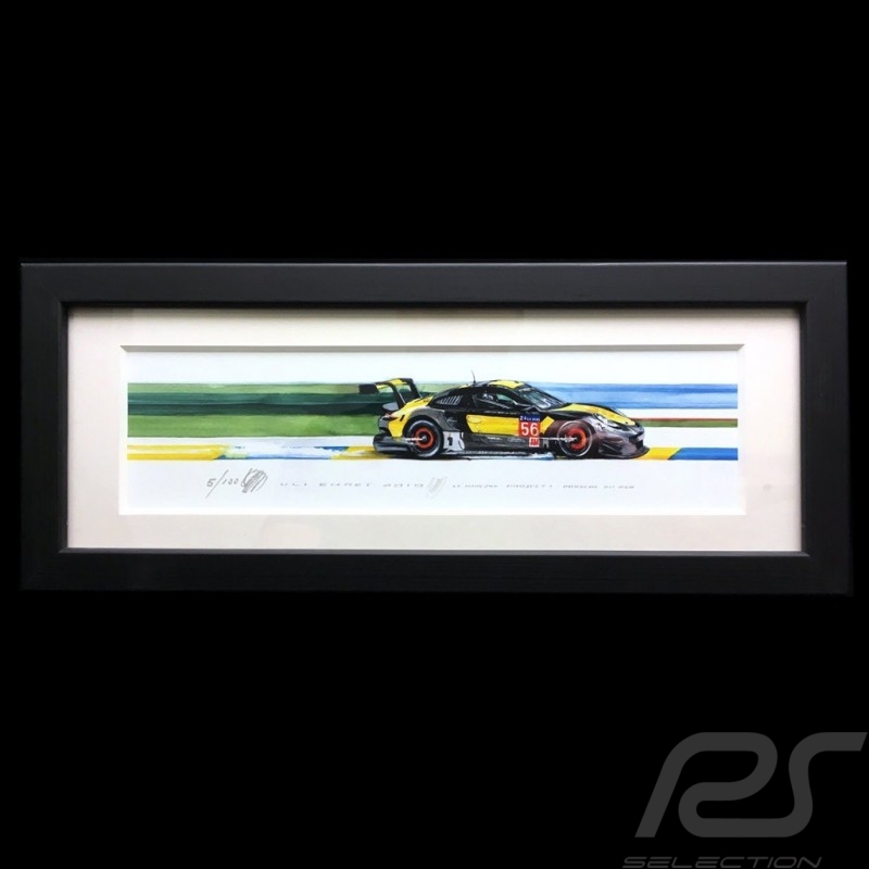 Porsche 991 RSR Project One 24h le Mans 2018 Schwarz Rahmen 15 x 35 cm Limitierte Auflage Uli Ehret - 798