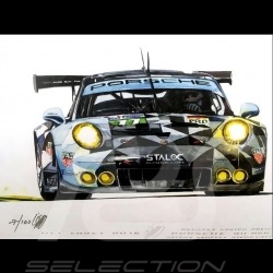 Porsche 991 GT3 RSR n° 77 Dempsey Proton 2016 wood frame aluminum with black and white sketch Limited edition Uli Ehret - 618