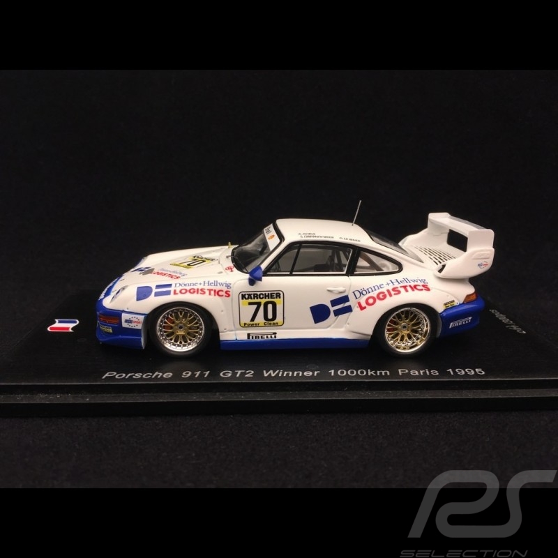 Porsche 911 Type 993 GT2 Winner 1000km Paris 1995 n° 70 1/43 Spark SF130