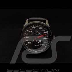 Montre compteur de vitesse Porsche 911 300 km/h boitier noir / fond noir / chiffres blancs Watch Uhr
