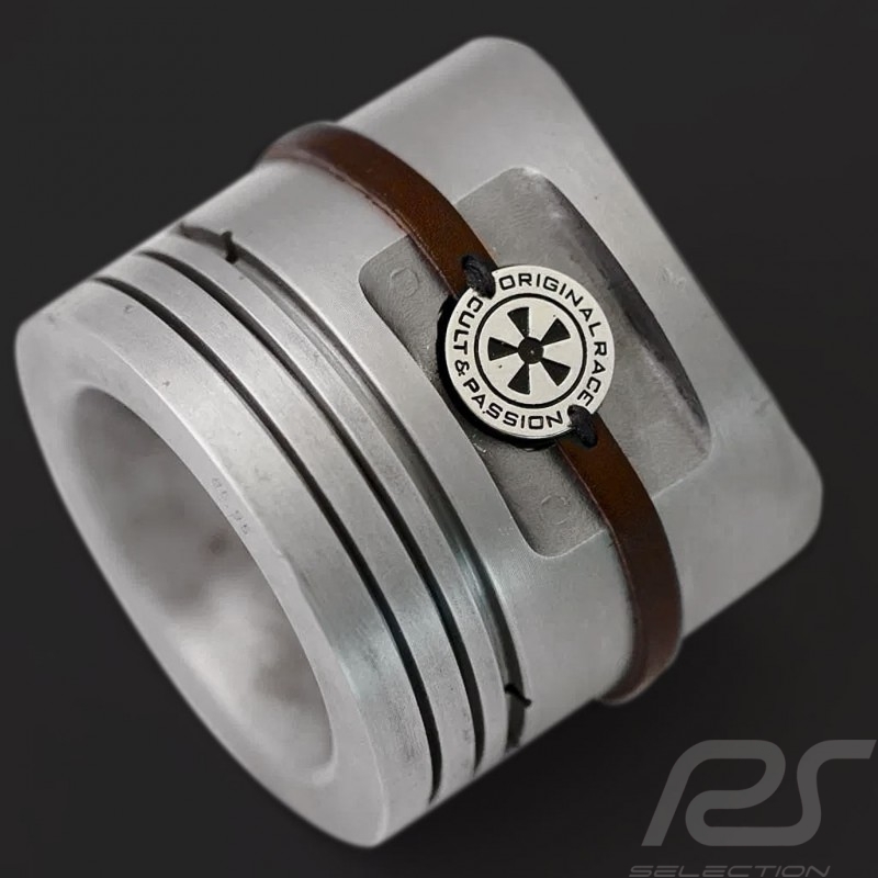 Bracelet Fuchs Cult & Passion Cuir brun Médaillon métal Brown leather Metal medallion Armband 