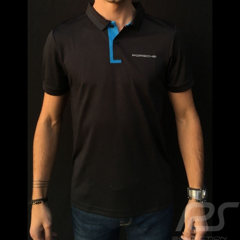 Polo Porsche Taycan Collection Mesh Noir / Bleu électrique Porsche WAP603LTYC 