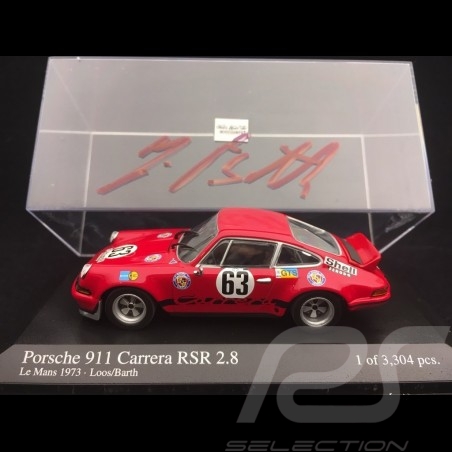 Porsche 911 Carrera RSR 2.8 n° 63 Le Mans 1973 Jürgen Barth signature 1/43 Minichamps 430736963