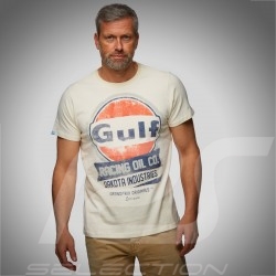T-shirt homme men Herren Gulf Oil Racing beige crème cream Kreme