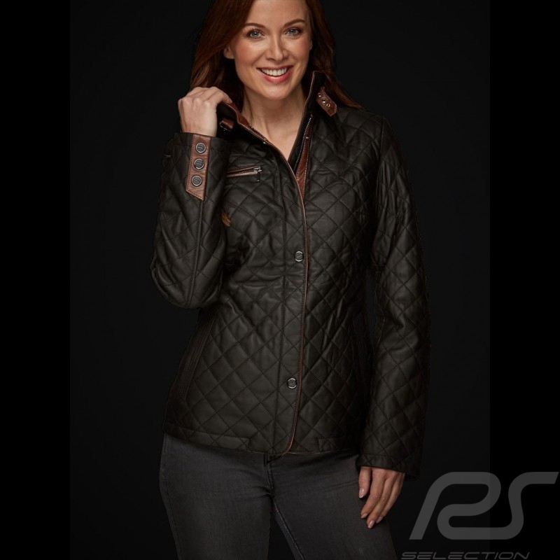 Lady driver quilted leather jacket black - women