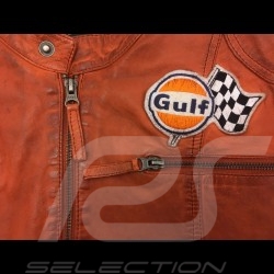 Gulf leather jacket Dakota Super Sport Racing Team Classic driver Orange - men