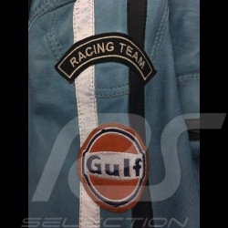 Gulf Lederjacke Lucky Number 69 Racing Team Classic driver blau - Herren