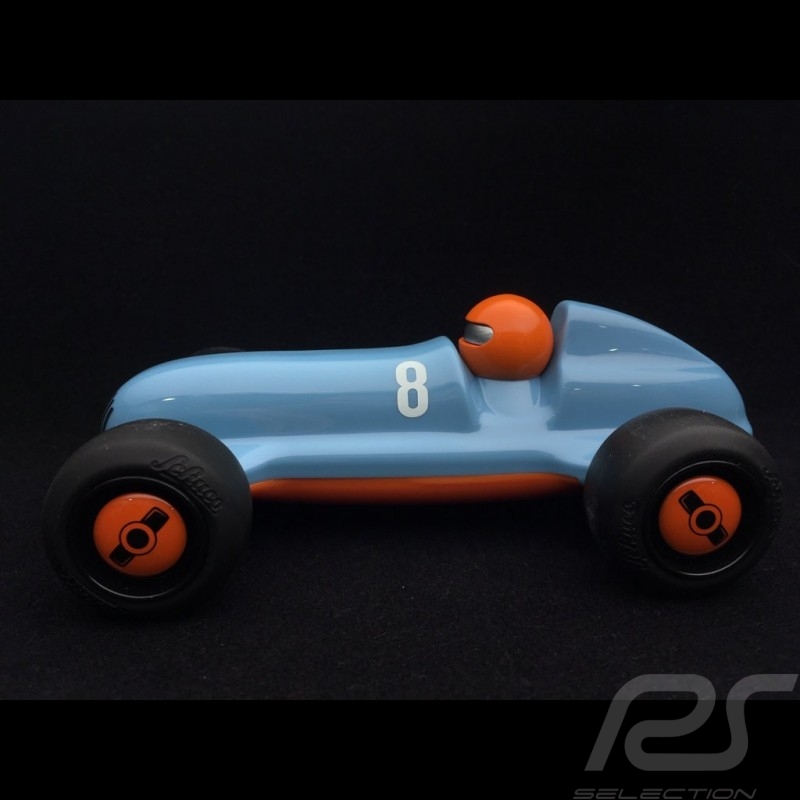 Vintage wooden racing car for children Gulf blue Schuco 450987200
