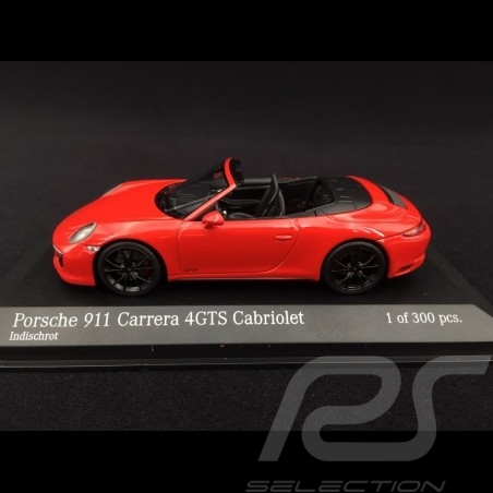 Porsche 911 typ 991 phase II Carrera 4 GTS Cabriolet 2017 Indischrot 1/43 Minichamps 410067330