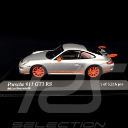 Porsche 911 type 997 GT3 RS 3.6 2007 mk I Silbergrau / Orange 1/43 Minichamps 400066000