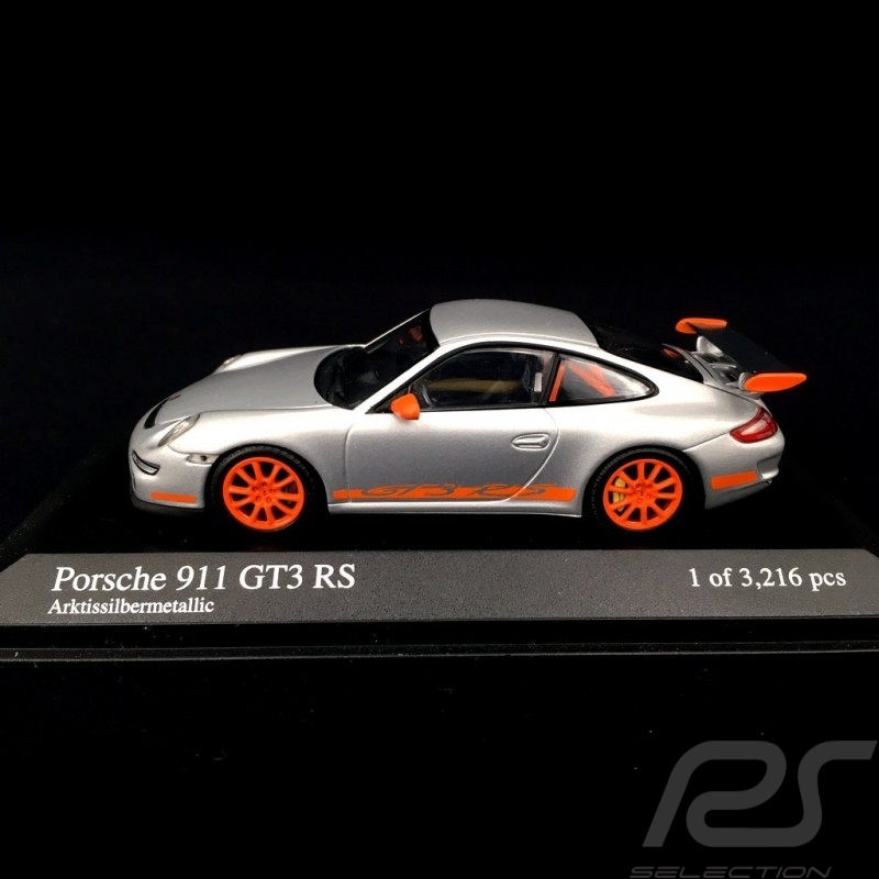 Porsche 911 type 997 GT3 RS 3.6 2007 ph I Gris Metal / Orange 1/43 Minichamps 400066000