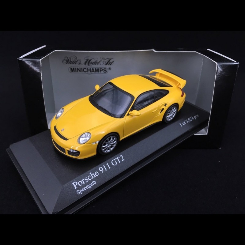 Porsche 911 type 997 GT2 mk 1 2008 Speed yellow 1/43 Minichamps