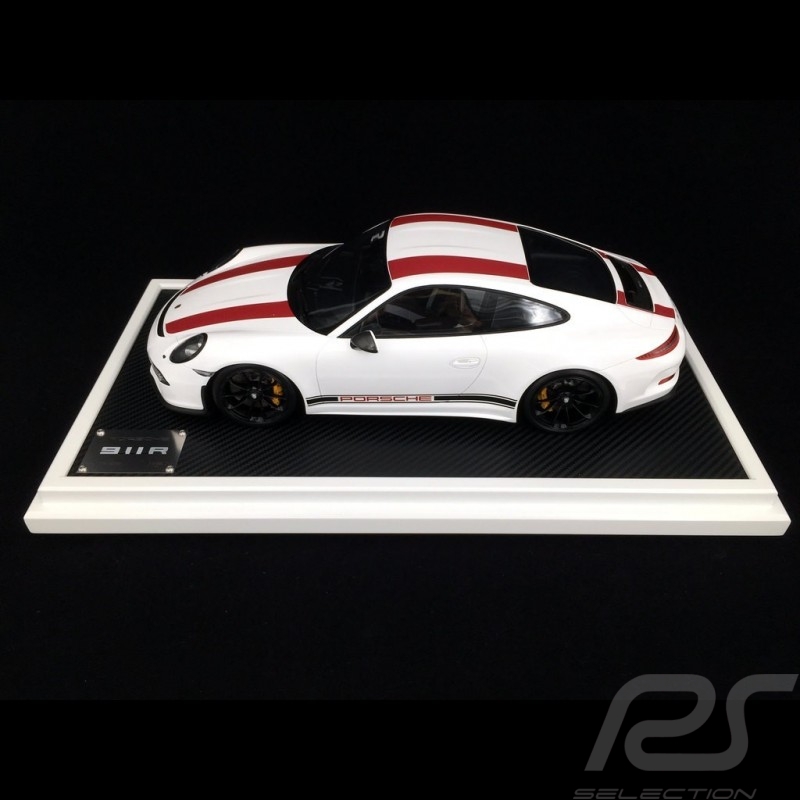 Porsche 911 R type 991 2016 weiß rote Streifen 1/12 Spark WAX02200004