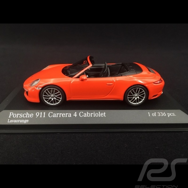 Porsche 911 type 991 phase II Carrera 4 Cabriolet 2016 orange fusion 1/43 Minichamps 410067231