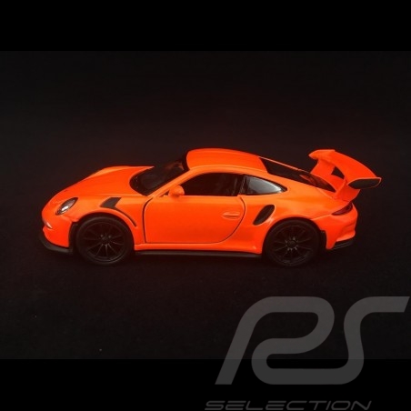 Porsche 911 GT3 RS type 991 MK1 2015 pull back toy Welly neon orange WAX02600005