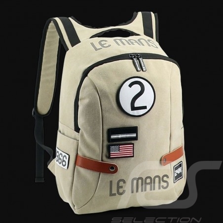 24h Le Mans Legende Classic backpack Beige Cotton Official Supply LM300BE-20B