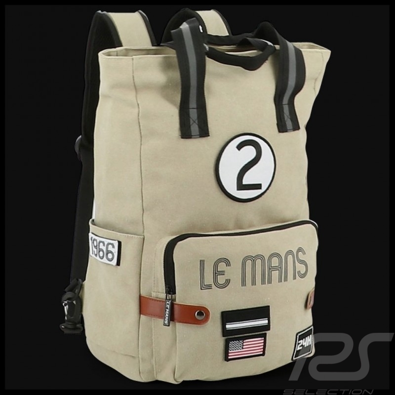 24h Le Mans Legende Modern Rucksack Beige Baumwolle Offizielle Versorgung LM300BE-20A