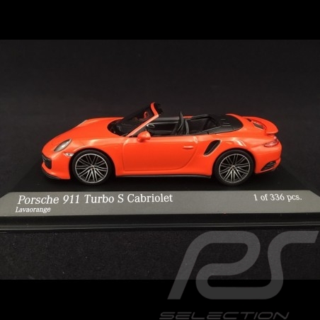 Porsche 911 type 991 Turbo S Cabriolet phase II 2016 lava orange 1/43 Minichamps 410067181