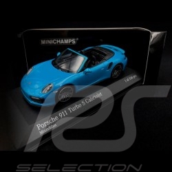 Porsche 911 type 991 phase II Turbo S Cabriolet 2016 bleu blue blau miami 1/43 Minichamps 410067182