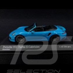 Porsche 911 typ 991 phase II Turbo S Cabriolet 2016 miami blau 1/43 Minichamps 410067182