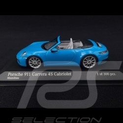 Porsche 911 typ 992 Carrera 4S Cabriolet 2019 Miamiblau 1/43 Minichamps 410069332