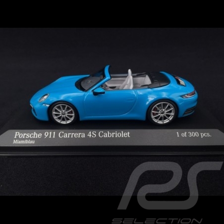 Porsche 911 type 992 Carrera 4S Cabriolet 2019 Miami blue 1/43 Minichamps 410069332