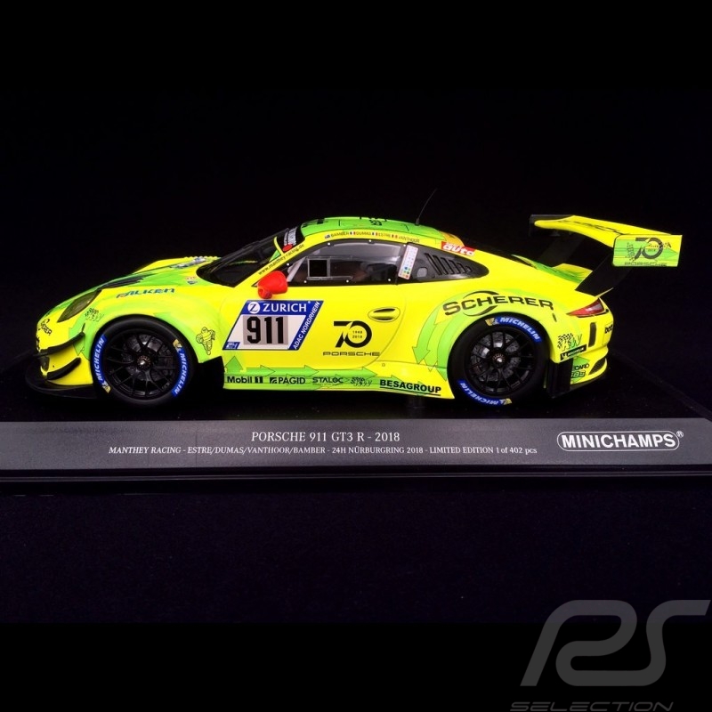 Porsche 911 type 991 GT3 R Nürburgring 2018 n° 911 Manthey racing 1/18 Minichamps 155186911