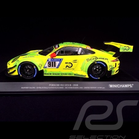 Porsche 911 type 991 GT3 R Nürburgring 2018 n° 911 Manthey racing 1/18 Minichamps 155186911