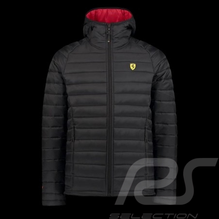 Veste Jacket Jacke Ferrari matelassée à capuche Hoodie Noir Collection Ferrari Motorsport - homme