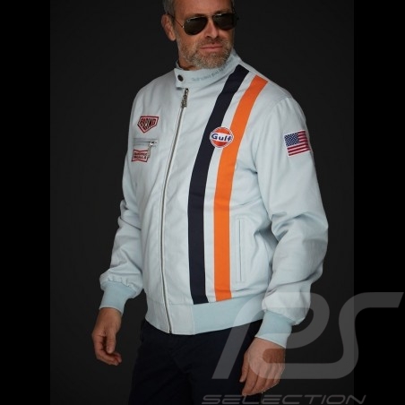 Gulf Steve Mc Queen Le Mans Jacke Baumwolle﻿ Gulfblau Sonderedition - herren