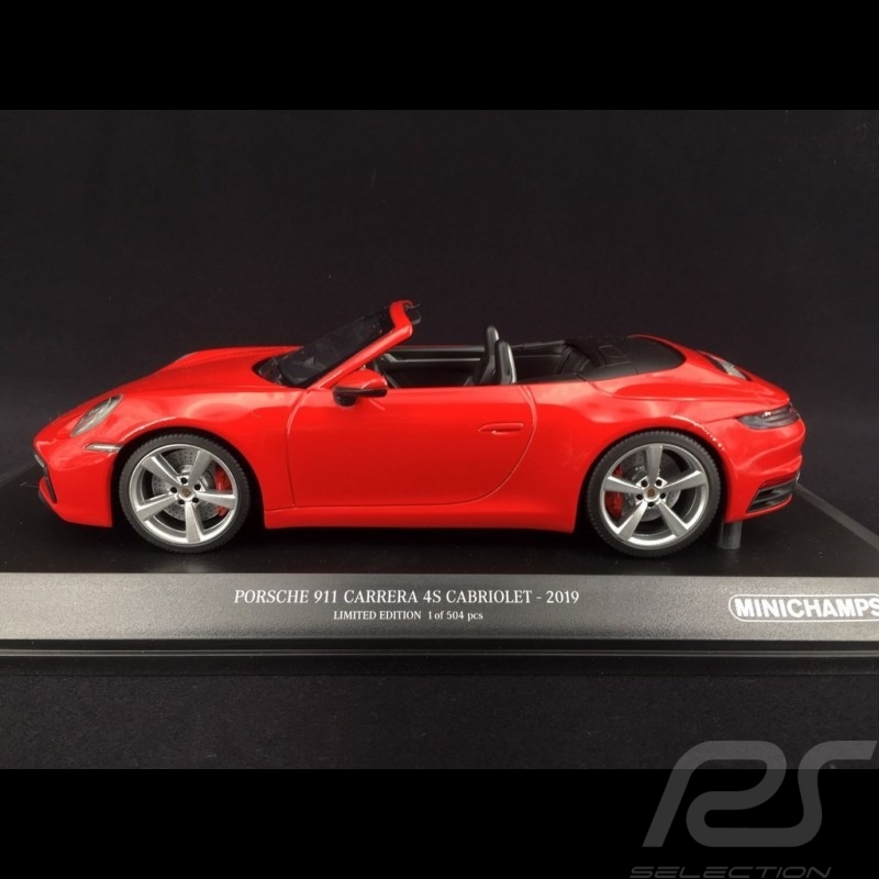 Porsche 911 type 992 Carrera 4S Cabriolet 2019 rouge Indien 1/18 Minichamps 155067331