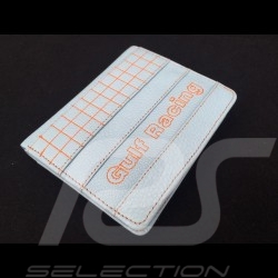 Gulf racing Wallet Card holder and coin purse Blue Leather