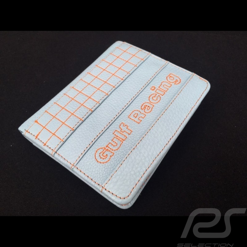 Portefeuille Gulf racing Porte monnaie et porte cartes Cuir Bleu Wallet Geldbeutel 