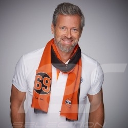 Foulard scarf schal Gulf n° 69 bandes orange et noir
