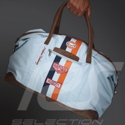 Gulf Travel bag Derek Bell signature navy blue cotton / leather