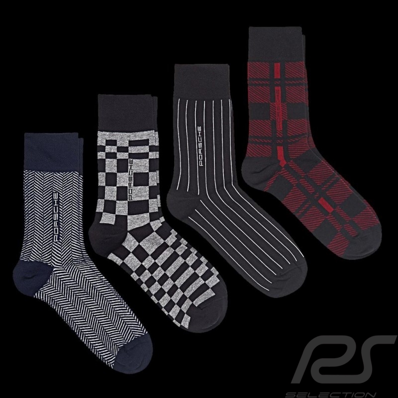 Chaussettes Porsche 4 paires Gris / rouge / noir / blanc Coffret 924 Collection Porsche WAP445L924 - mixte