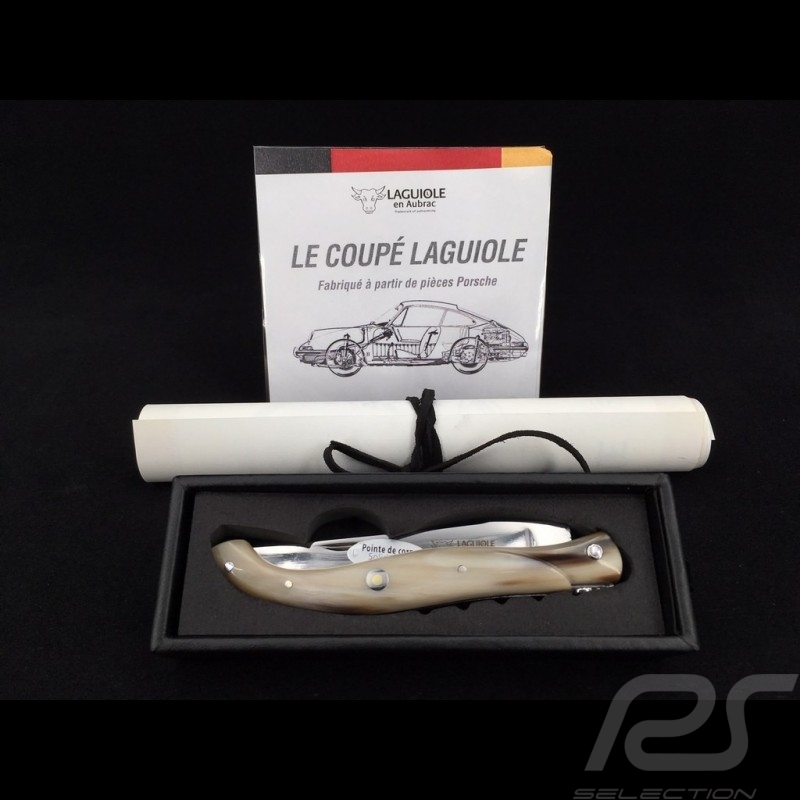 Taschenmesser "Das Coupé Laguiole" Hornspitze hergestellt mit teilen eines Porsche 10cm Laguiole L0512P1I