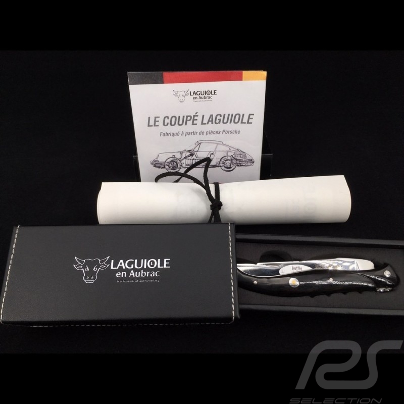 Couteau pliant Folding knife Taschenmesser "Le Coupé Laguiole" corne de buffle fabriqué à partir de pièces Porsche 10cm Laguiole