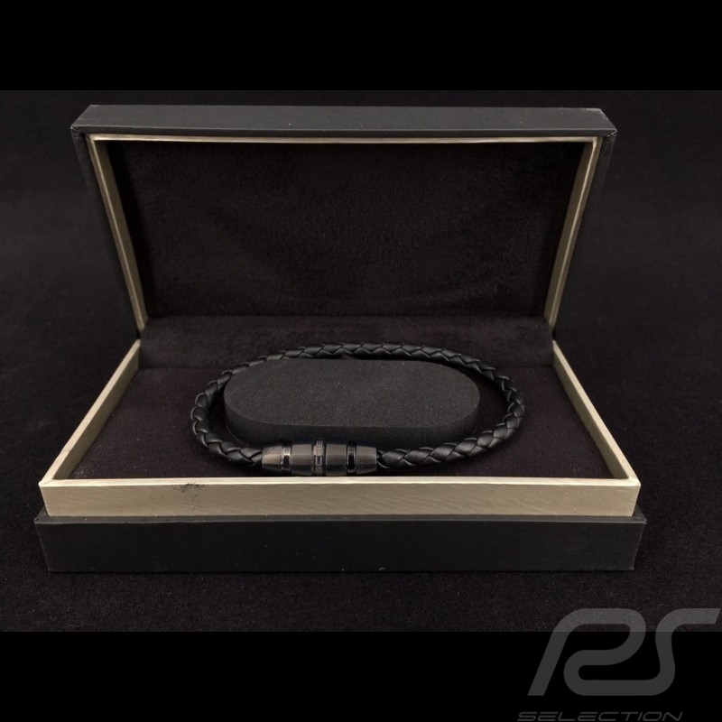 Bracelet Armband Porsche cuir leather Leder noir tressé Grooves 2.0 Porsche Design