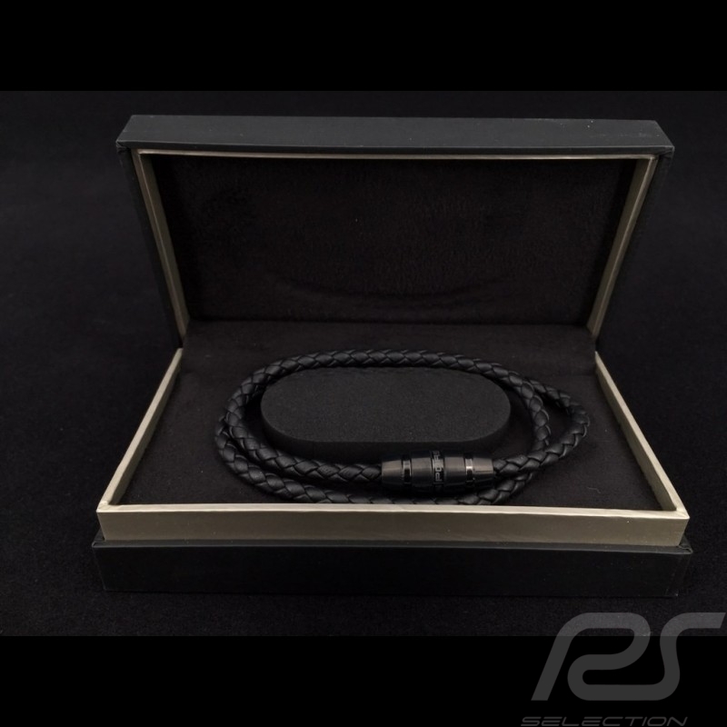 Porsche Armband  doppelt geflochtenes schwarzes Leder Grooves 2.0 Porsche Design
