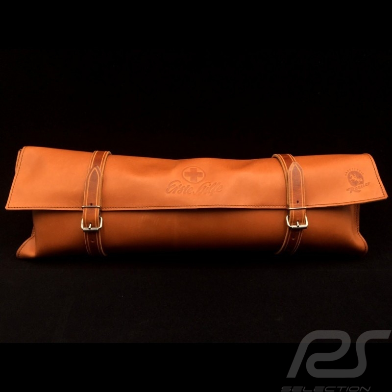 Etui Cuir marron Reutter avec sangles - trousse de secours incluse bag tasche first aid kit erste hilfe