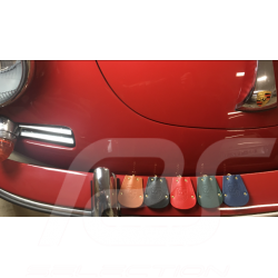 Porte-clés Porsche etui cuir rouge Reutter chainette plaqué or rétractable key pouch Schlüsseltäschchen 